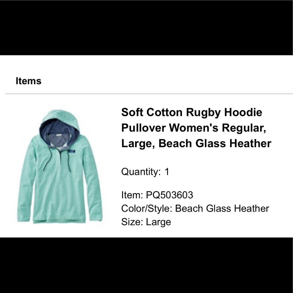 Soft cotton LL Bean Rugby hoodie size large